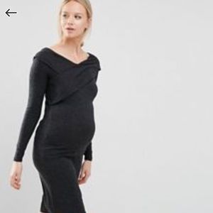 Bodycon grey maternity dress